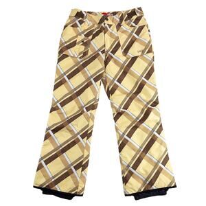 Orage Snow Pants Womens M Yellow Plaid Insulated Ski Snowboard Winter EUC
